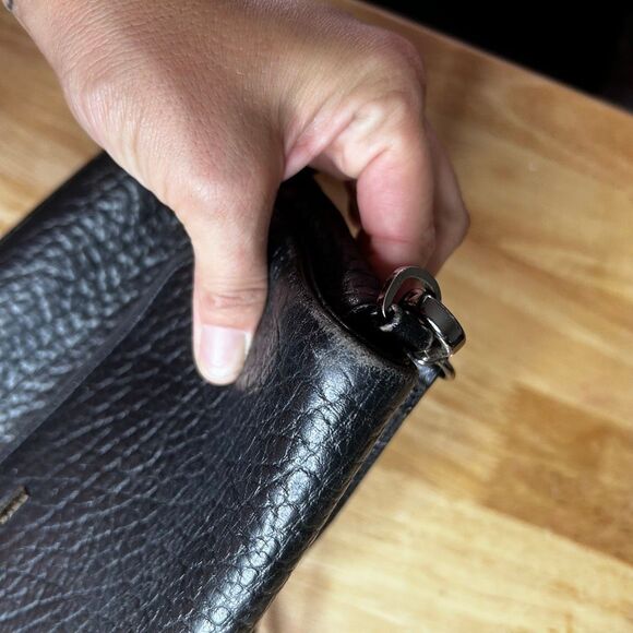 Bruno Magli Black Pebbled Leather Chain Purse Small Clasp Quality Old Money - Picture 10 of 13